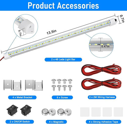 Linkstyle 2PCS 12V Interior LED Light Bar, 48 LEDs Slim Light Strip w/Switch - Image 6