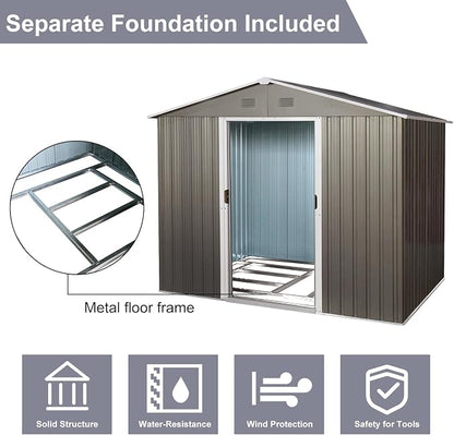 6x8 FT Outdoor Storage Shed, Metal Garden Shed - Image 4