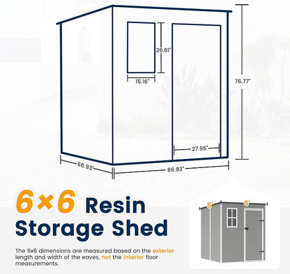 UDPATIO Resin Storage Shed 6 x 6 FT, Outdoor Garden Sheds - Image 2