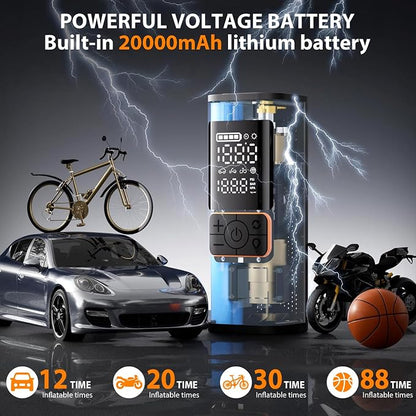 Tire Inflator Portable Air Compressor, 20000mAh 180PSI & 4X Faster Air Pump- - Image 3