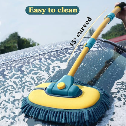 Car Wash Brush with Long Handle, Car Wash Mop Mitt with 2 Replacement Head - Image 6