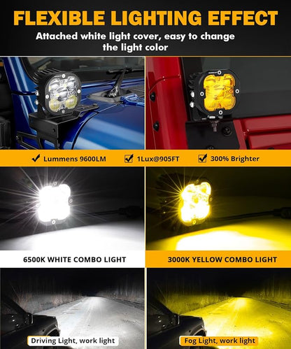 Auxbeam 3 Inch Led Pods Amber Fog White Off Road Driving Light XP-Ultra Series - Image 2