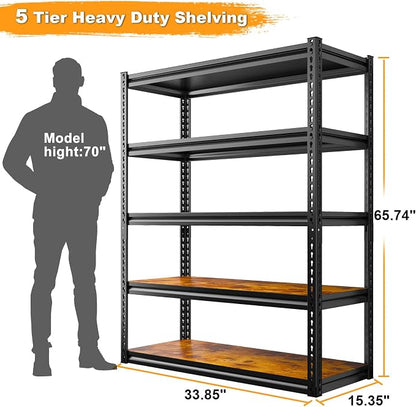 REIBII Garage Shelving 2500LBS Storage Shelves Adjustable Metal Shelving Heavy - Image 2