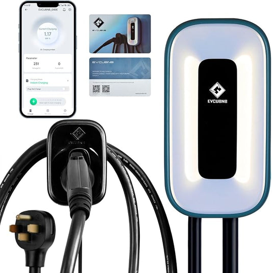 EV Charger Level 2，50 Amp Charge Station, Indoor/Outdoor EVSE, 25Ft Cable Level by EVCUBNB