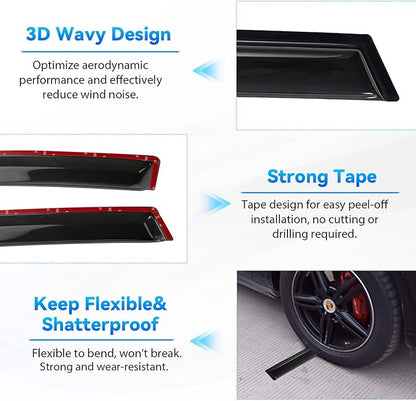 4pcs Front+Rear Smoke Tint Sun/Rain Guard Compatible - Image 4