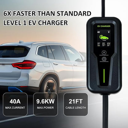 Level 2 EV Charger 40Amp, NEMA 14-50 J1772 Connector and 25 ft Cable, Portable - Image 2