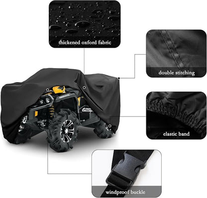 XYZCTEM Waterproof ATV Cover, Heavy Duty Black Protects 4 Wheeler from Snow - Image 4