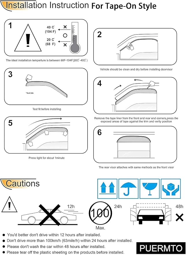 94119 Side Window Wind Deflector, Window Visor fit - Image 5