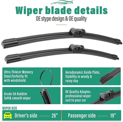 26" 19" 12" Windshield Wiper Blades Replacement - Image 3