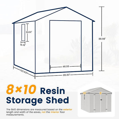 UDPATIO Outdoor Storage Shed 8 x 10 FT, Resin Garden Sheds - Image 2