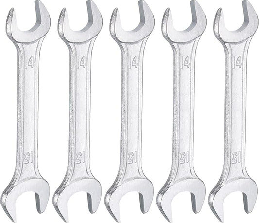 HARFINGTON 5pcs Double Open End Wrench 14mm x 15mm Metric 15 Degree Offset by HARFINGTON