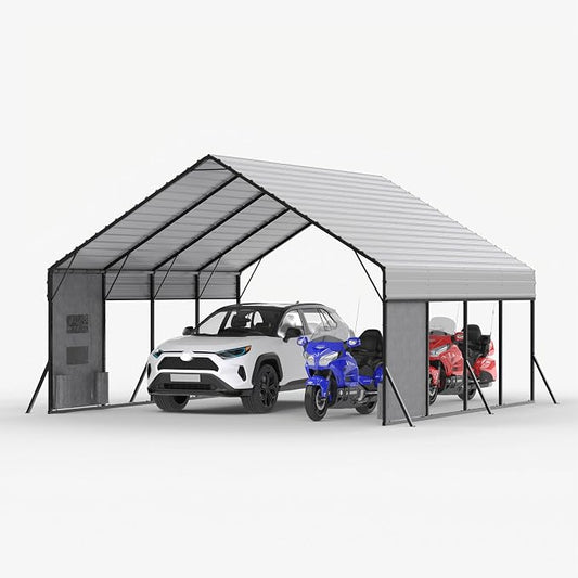 20'x15'x12.7' Heavy Duty Metal Carport, Steel Carports Canopy by SundaleOutdoor