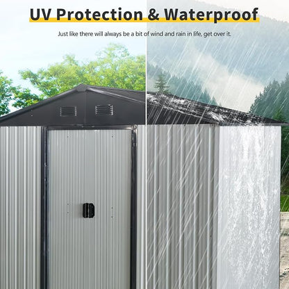4x8 FT Outdoor Storage Shed, Metal Garden Shed - Image 6