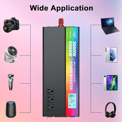 New Upgraded 3000 Watt Power Inverter, 12V DC to 110V/120V AC Converter - Image 6
