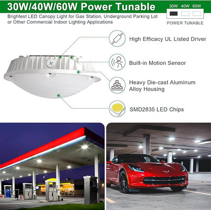 OSTEK LED Garage Light 30W/40W/60W LED Carport Canopy Lights 5000K 90-277V IP65 - Image 5