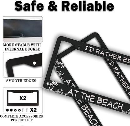 License Plate Frames Black and White License Plate Covers I'd Rather Be at The - Image 4