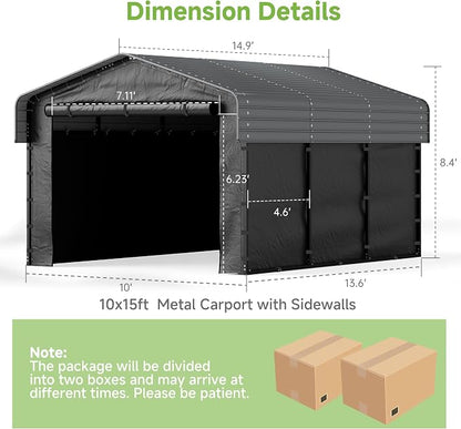 Real Relax 10x15ft Heavy Duty Metal Carport - Image 7