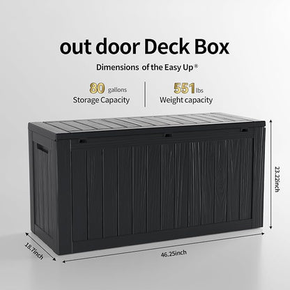 80 Gallon Lockable Resin Deck Box, Waterproof & UV-Resistant Outdoor Storage Box - Image 2