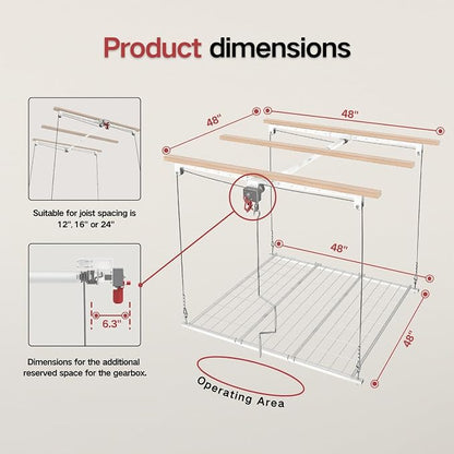 Overhead Garage Storage Rack, Adjustable Heavy-duty 4x4 Ft Ceiling Storage Racks - Image 2