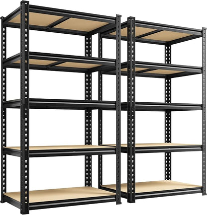 Set of 2 Storage Shelves, 27.7"W Metal Shelving 2010LBS Garage Shelving Heavy by Durayloly