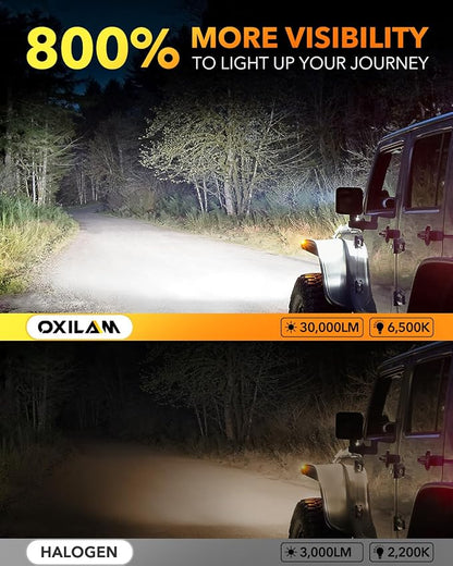OXILAM H13 9008 Light Bulbs, 000LM 800% Ultra Brightness, 500K White Fog Bulb - Image 2