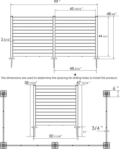 Kozyard 50" W x 48" H Outdoor Privacy Screens Aluminum Post, Air Conditioner - Image 7