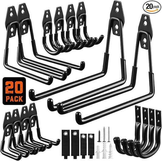 Garage Hooks, Heavy Wall Mount Duty Hooks by MakeLifeBetterEasier