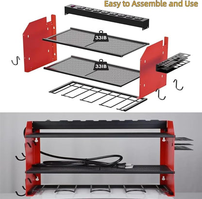 Power Tool Storage Rack, Garage Wall Mount Tool Rack, 4 Drill Bit Holders - Image 4
