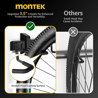 monTEK Enhanced Bike Storage Rack, Adjustable 4-Bike and 2-Helmet Hangers - Image 4