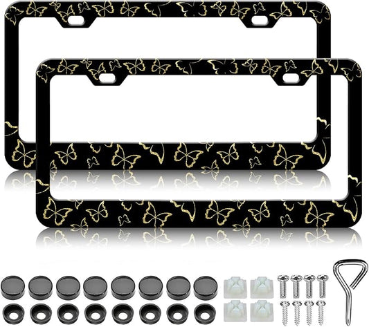 Golden Butterfly License Plate Frames by Unknown