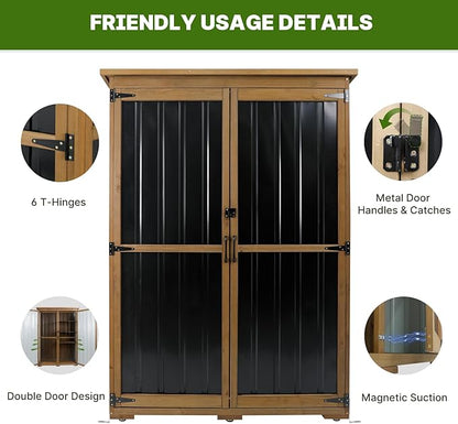 Outdoor Storage Cabinet Wood & Metal - Image 4