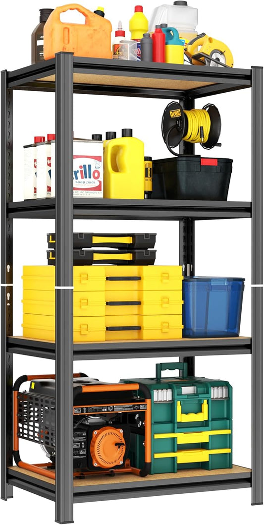 Garage Shelving, 4-Tier Adjustable Storage Shelves, Metal & Wood Pantry Shelf by Notmise