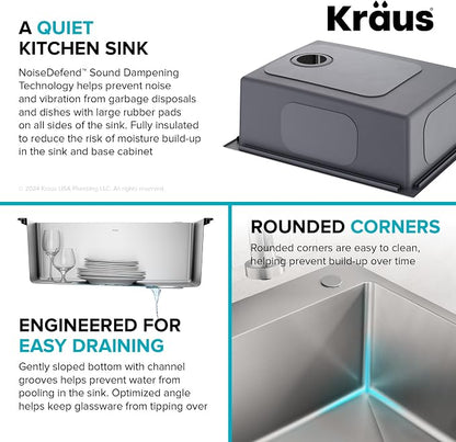 KRAUS Fairlane 25-inch Drop In/Top Mount Single Bowl 18-Gauge Stainless Steel - Image 8