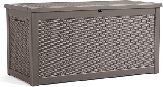 320 Gallon Lockable Resin Deck Box, Waterproof & UV-Resistant Outdoor Storage by Home