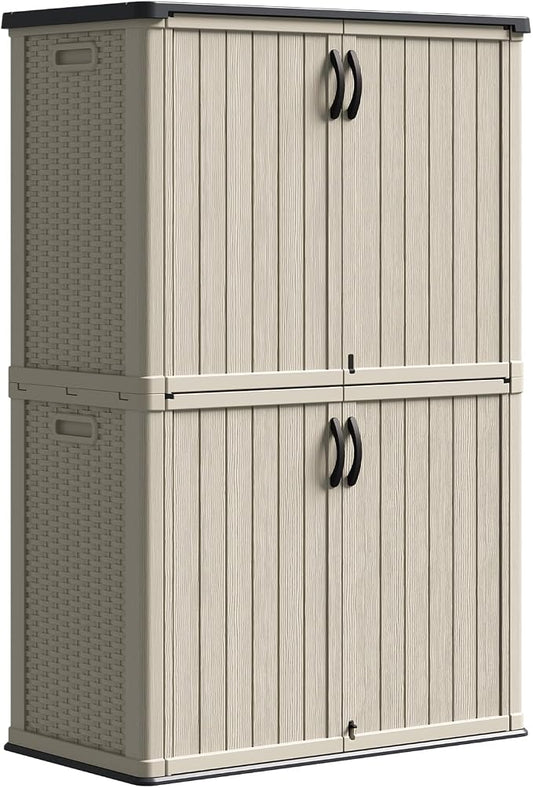 Patiowell 50 cu.ft Plastic Outdoor Storage Shed, Lockable Waterproof Resin by Patiowell