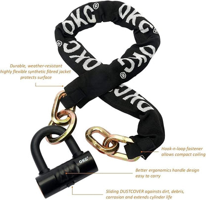 OKG Ultra Security Motorcycle Chain Lock, 4 Keys, 5 ft x 1/2in Thick Motorcycle - Image 3