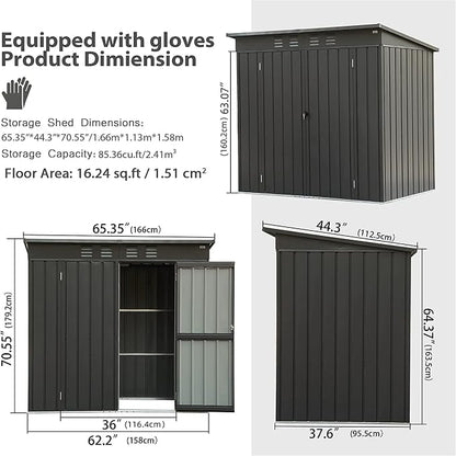 IKERY Compact Galvanized Steel Garden Shed - Image 5
