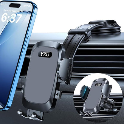 YRU Cell Phone Holder for Car Dashboard Windshield Phone Stand for iPhone16 15 by YRU2025ProCarMount