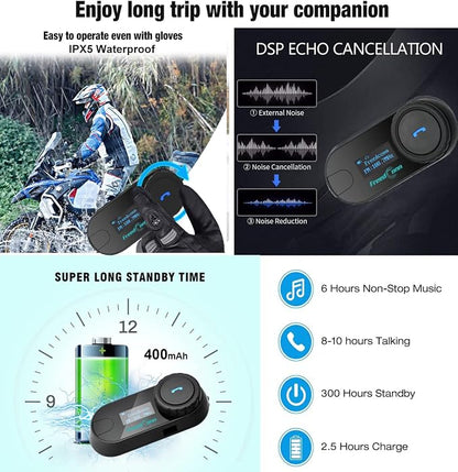 FreedConn TCOM-SC Motorcycle Helmet Bluetooth Intercom Headset Communication - Image 6