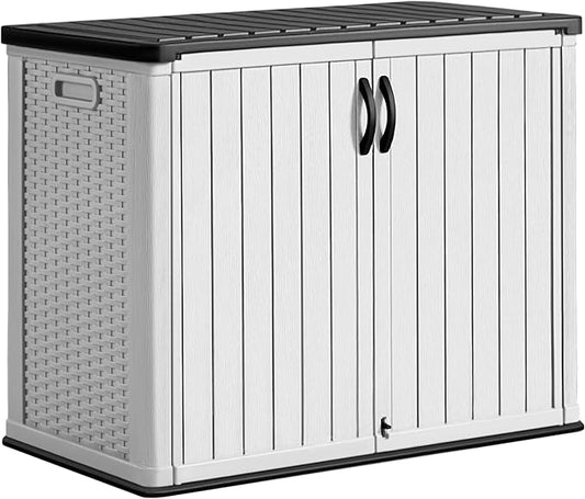Greesum Outdoor Horizontal Storage Sheds 27 Cu.ft Resin Large Storaged Box by BuynowfromGreesum