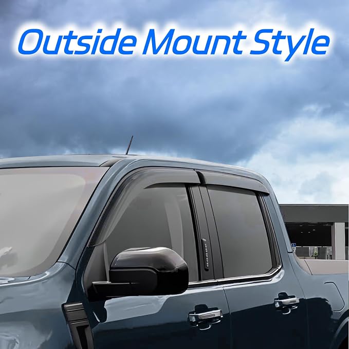 Tape-On Rain Guards Fit for 2023 2024 2025 Chevy Colorado/GMC Canyon, Outside - Image 2