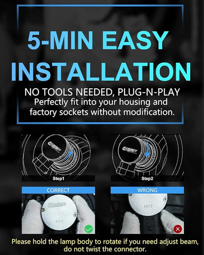 H11/H8/H16 LED Driving Fog Light Bulbs, 12000LM 400% Brighter Fanless, 6500K - Image 2
