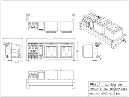 DIN Rail Mount AC 120V NEMA 5-15R Double Receptacles Outlet Power Strip Module - Image 5
