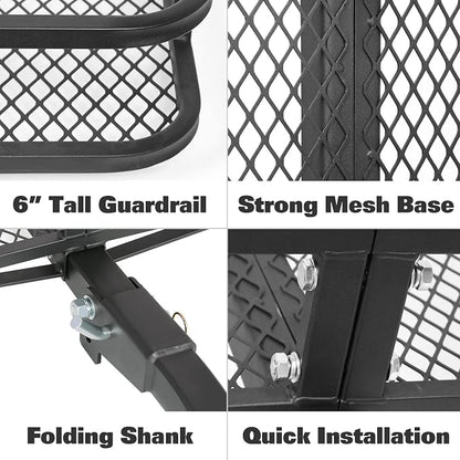 WEIZE Folding Hitch Mount Cargo Carrier Basket 60" X 20" X 6"+ Waterproof Cargo - Image 4