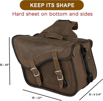 Dream Apparel Naked Cowhide Leather Motorcycle Saddle Bags Throw Over Saddlebags - Image 4