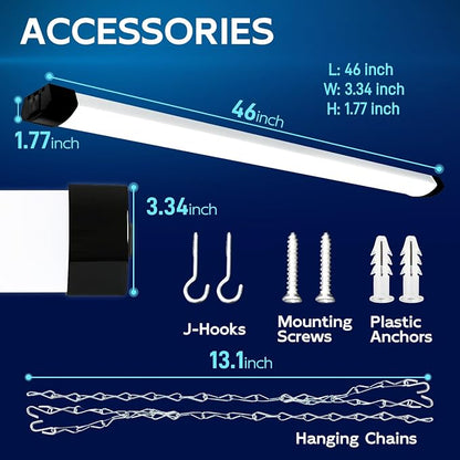 hykolity 120W LED Shop Light Linkable, 5000K 4FT Black Utility Shop Lights - Image 6