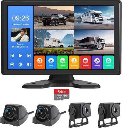 4 Channel Backup Camera System, Touchable 10.26 inch Monitor by Unknown