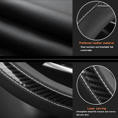 New Leather Car Steering Wheel Cover, Non-Slip Car Wheel Cover Protector - Image 4