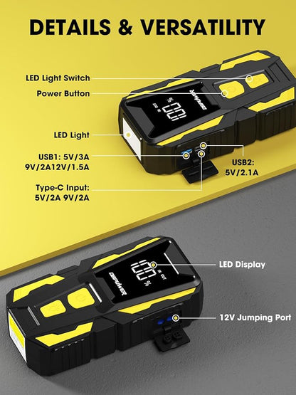 DBPOWER 5000A Jump Starter, 74Wh Car Battery Jump Starter - Image 6