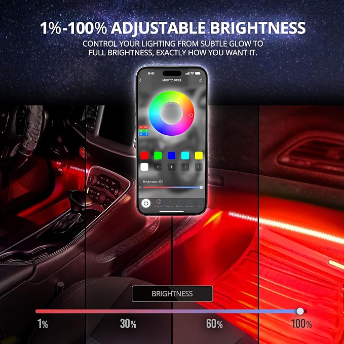 OPT7 Aura DreamColor RGB-IC Car Interior Ambient Light, Color Chasing Light Kit - Image 5